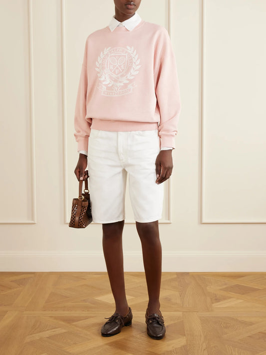 Image of Sleepwear & Loungewear. Product name - + Wimbledon Logo-printed Cotton-blend Jersey Sweatshirt in Pink colour by brand - Polo Ralph Lauren