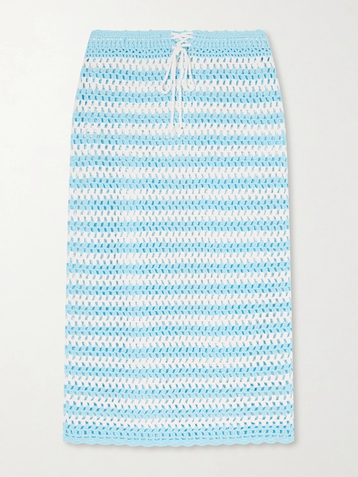 Welles Striped Crocheted Cotton Midi Skirt