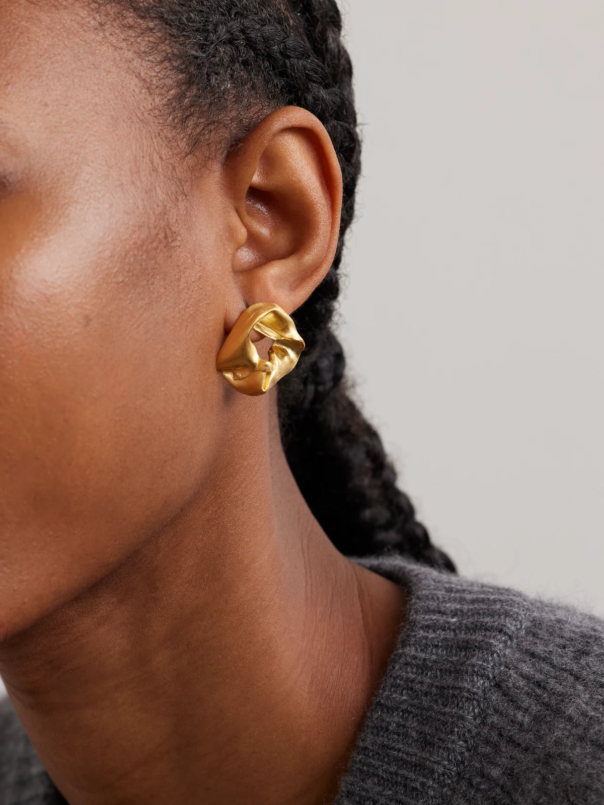 Image of Earrings. Product name - Notsobig Scrunch Gold Vermeil Earrings in Multi colour by brand - Completedworks
