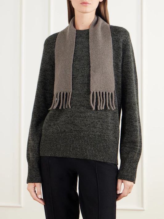 The Row Qilene Fringed Brushed Cashmere, Alpaca And Silk-blend Scarf