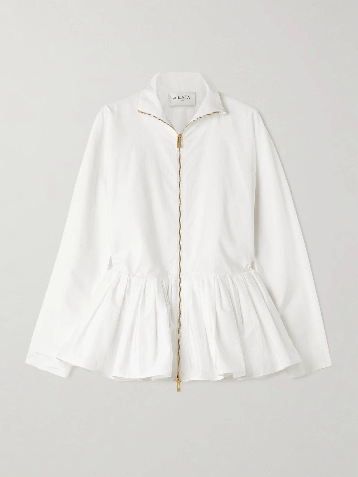 Image of Coats & Jackets. Product name - Cotton Peplum Jacket in White colour by brand - Alaïa