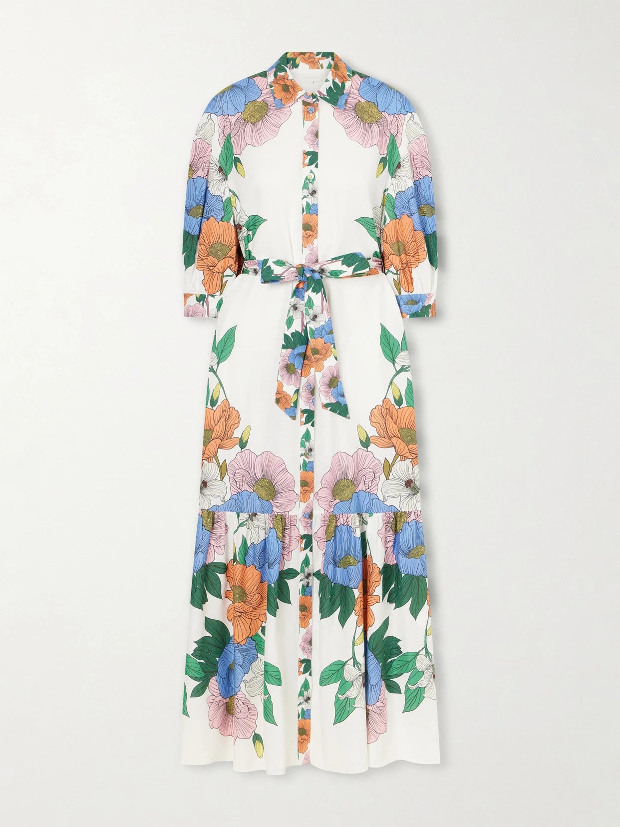 Bianca Linen-blend Floral Midi Dress