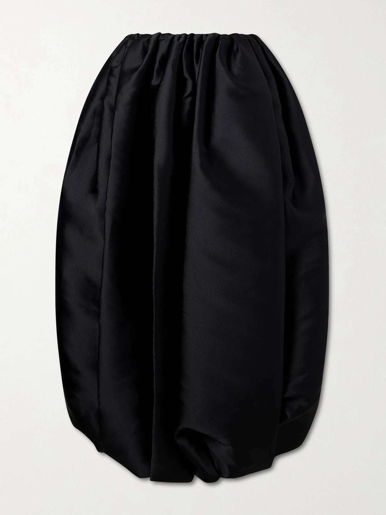 Image of a model wearing Skirts. Product name - Gathered Duchesse Satin Maxi Skirt in Black colour by brand - Calvin Klein Collection
