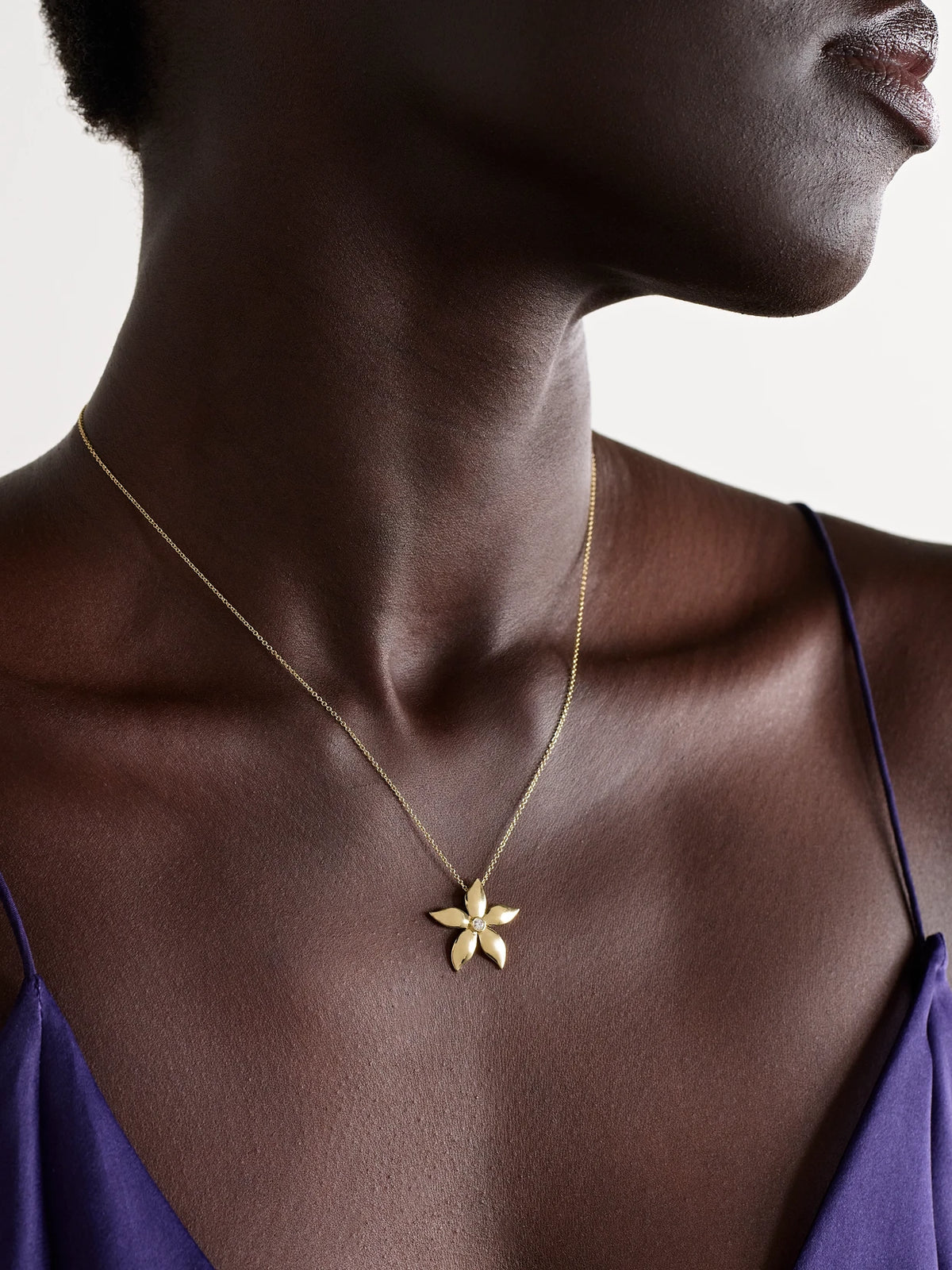 Image of Necklaces. Product name - Blossom 18-karat Gold Diamond Necklace in Multi colour by brand - Ileana Makri