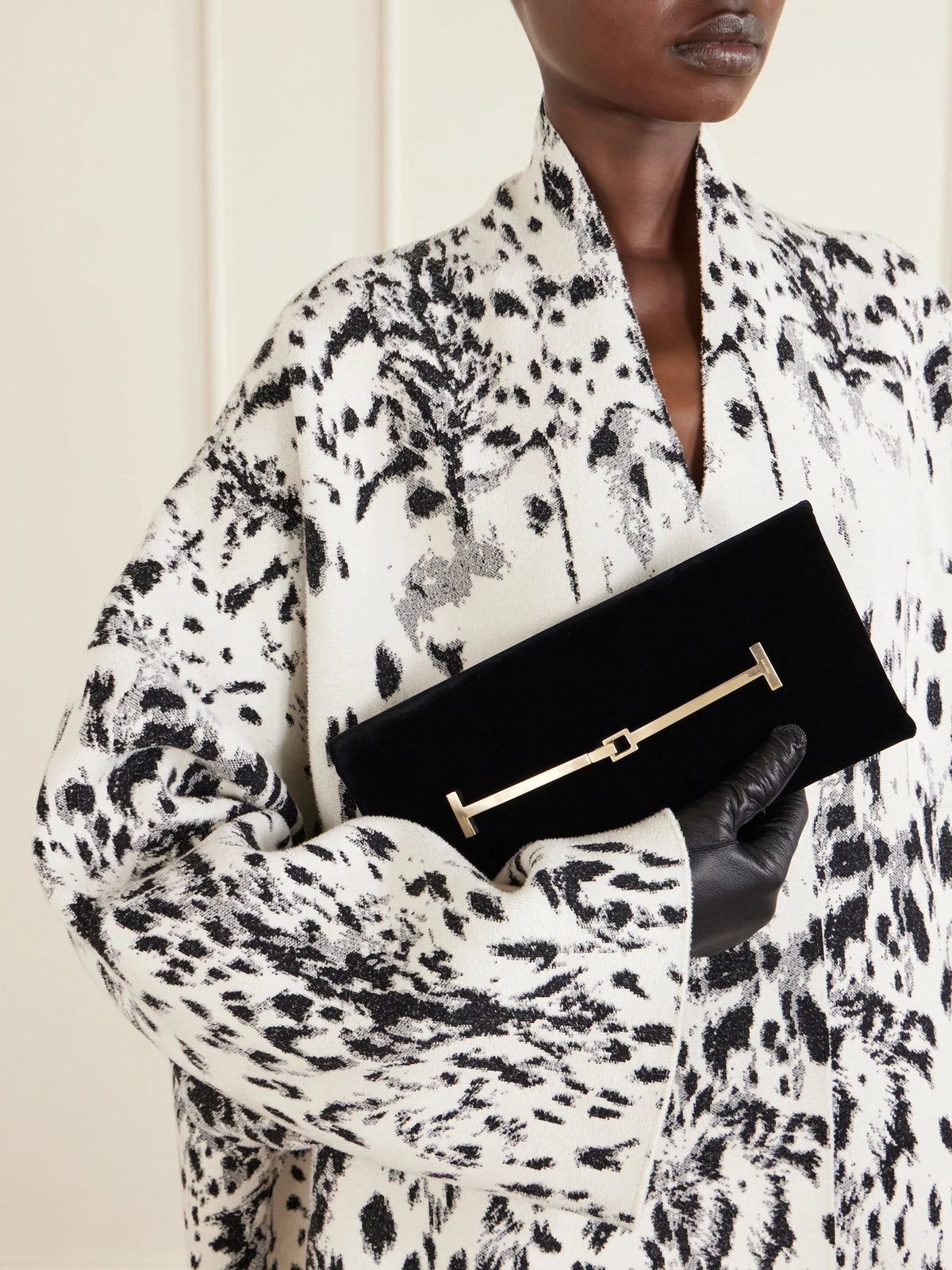 Image of Bags. Product name - Arc Velvet Clutch in Black colour by brand - TOM FORD