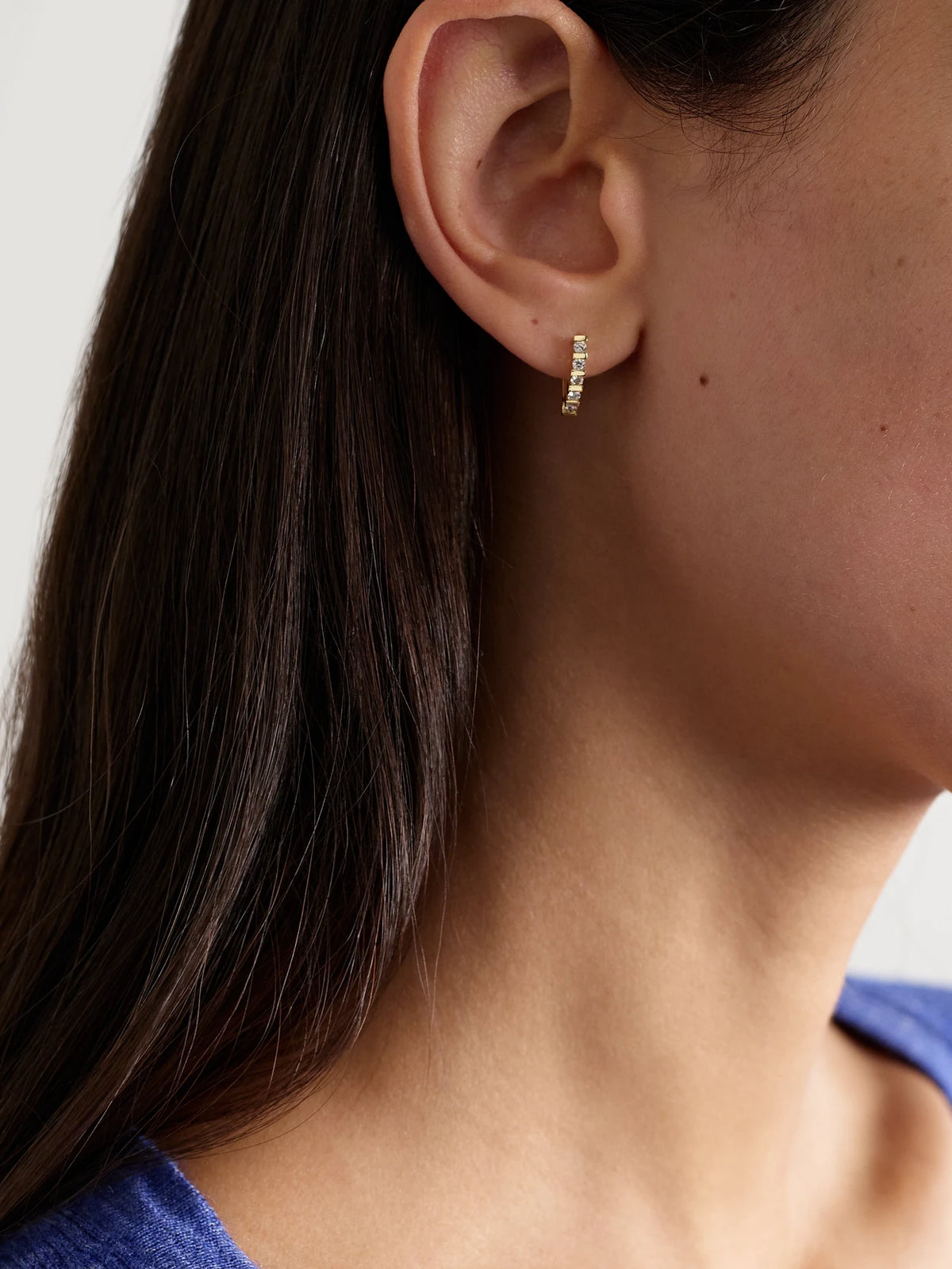 Image of Earrings. Product name - Edith 18-karat Gold Diamond Hoop Earrings in Multi colour by brand - Jennifer Meyer