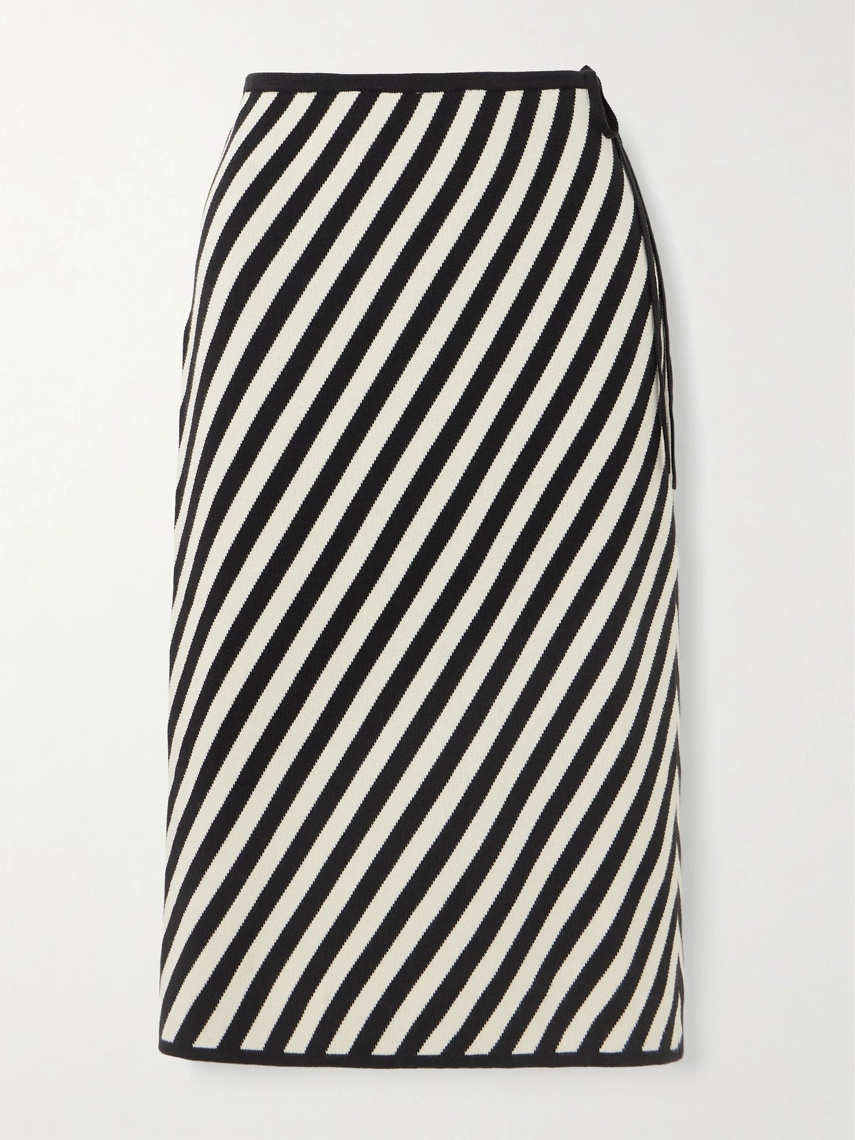 Image of a model wearing Skirts. Product name - Darcy Striped Pima Cotton Midi Skirt in Multi colour by brand - Posse