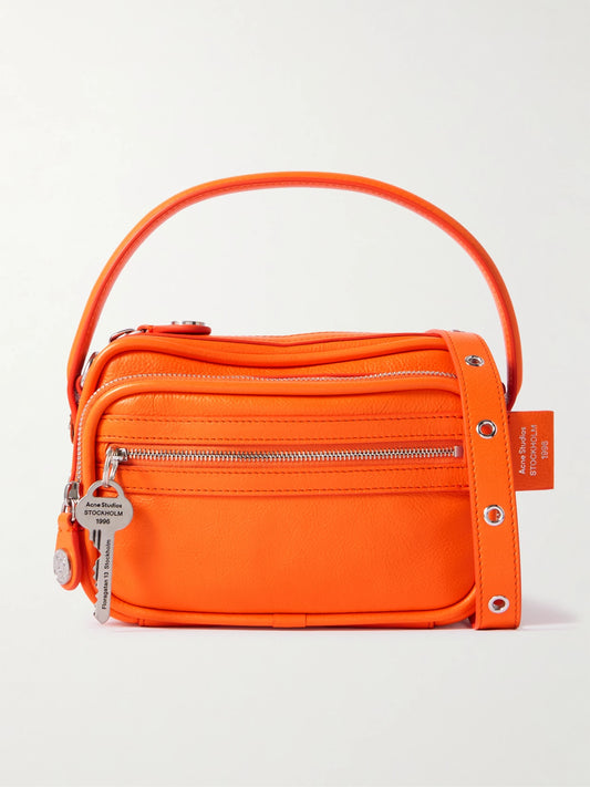 Embellished Textured-leather Shoulder Bag