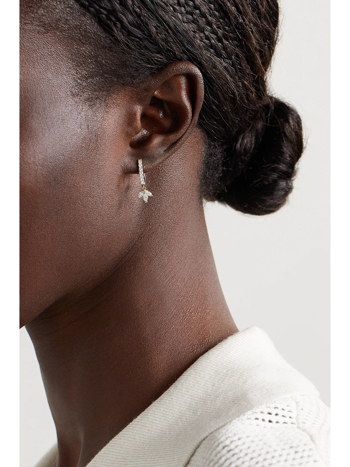 Image of Earrings. Product name - 14-karat Gold Diamond Single Hoop Earring in Multi colour by brand - Jacquie Aiche