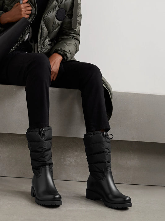 Ginette Quilted Nylon And Rubber Rain Boots