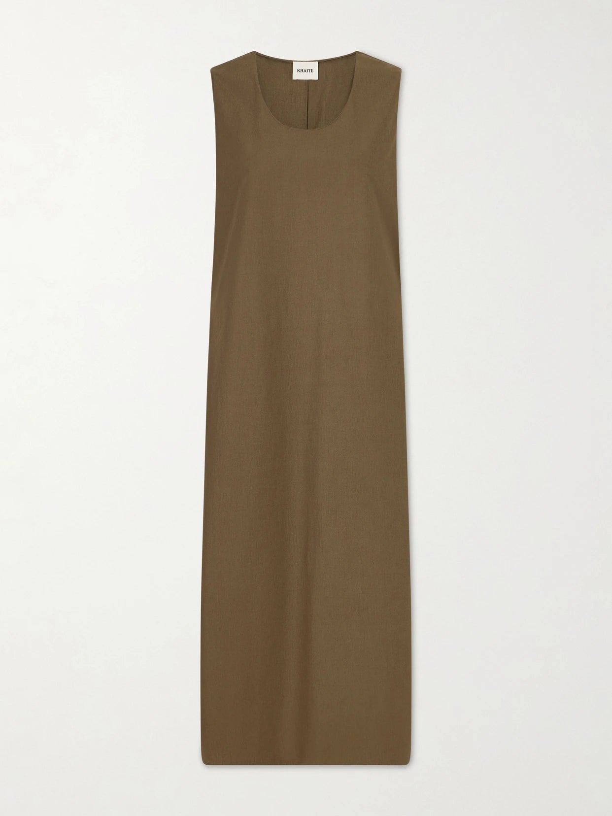 Image of Dresses. Product name - Regi Organic Cotton Midi Dress in Army green colour by brand - KHAITE