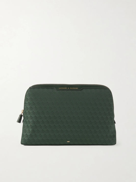 Lotions & Potions Leather-trimmed Econyl-jacquard Pouch