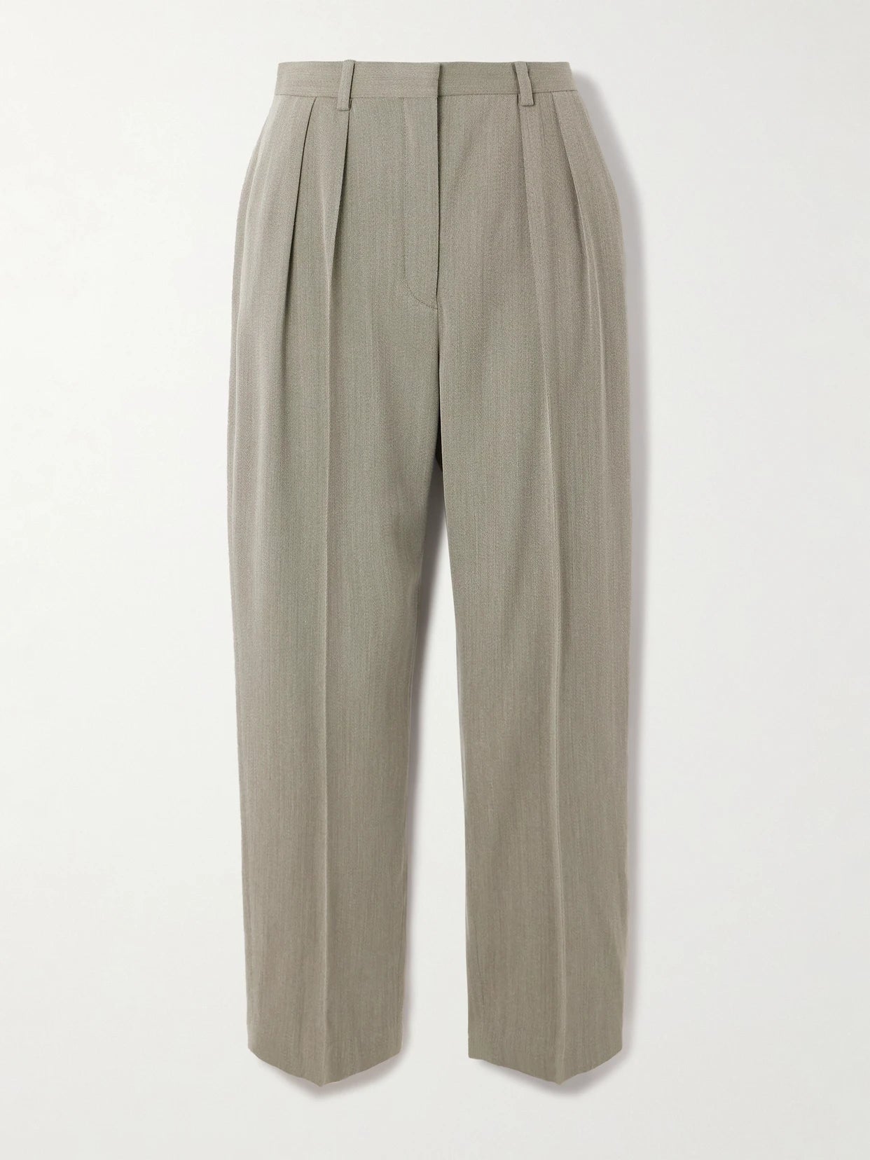 Hudson Cropped Pleated Wool Tapered Pants