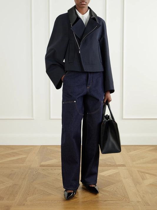 Image of Jeans. Product name - Rialto Mid-rise Wide-leg Jeans in Dark denim colour by brand - Givenchy