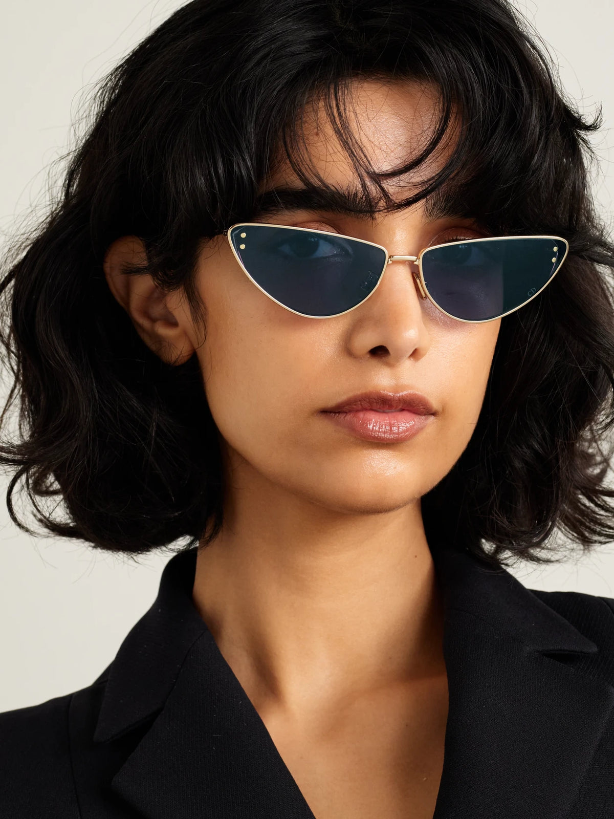 Image of Sunglasses. Product name - Missdior B1u Cat-eye Gold-tone Sunglasses in Blue colour by brand - DIOR Eyewear