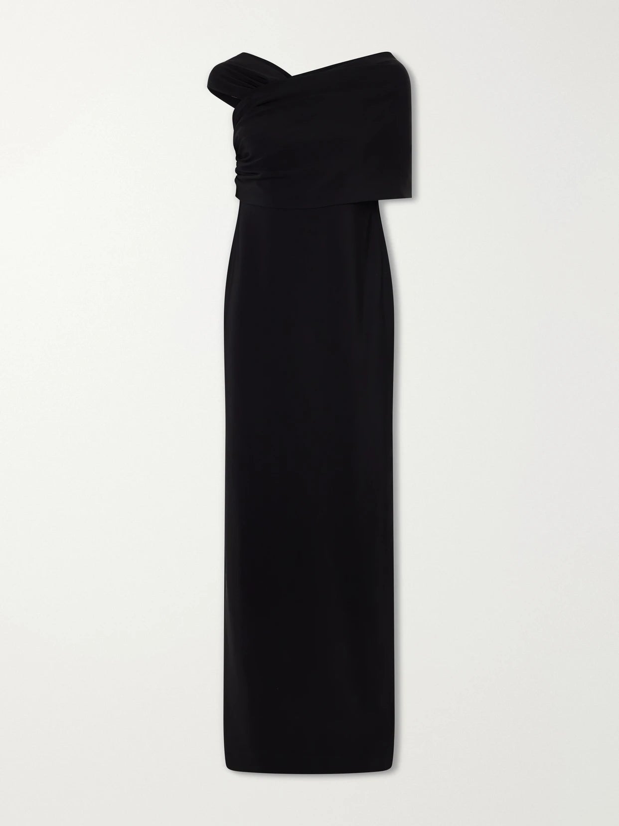 Image of Dresses. Product name - Draped Asymmetric Cady Gown in Black colour by brand - Oscar de la Renta