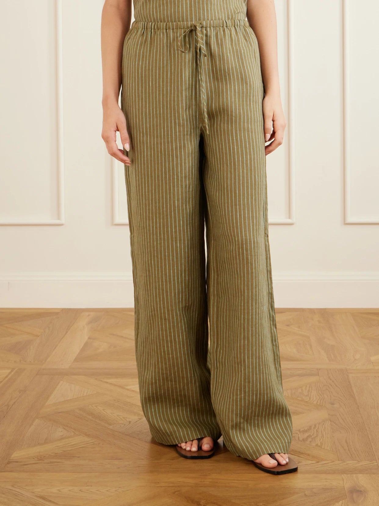 Mateo Striped Linen Wide-leg Pants