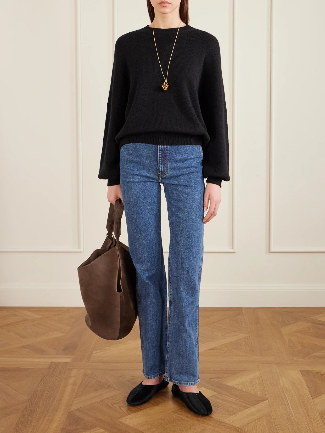 Image of Jeans. Product name - Danielle High-rise Slim-leg Jeans in Blue colour by brand - KHAITE