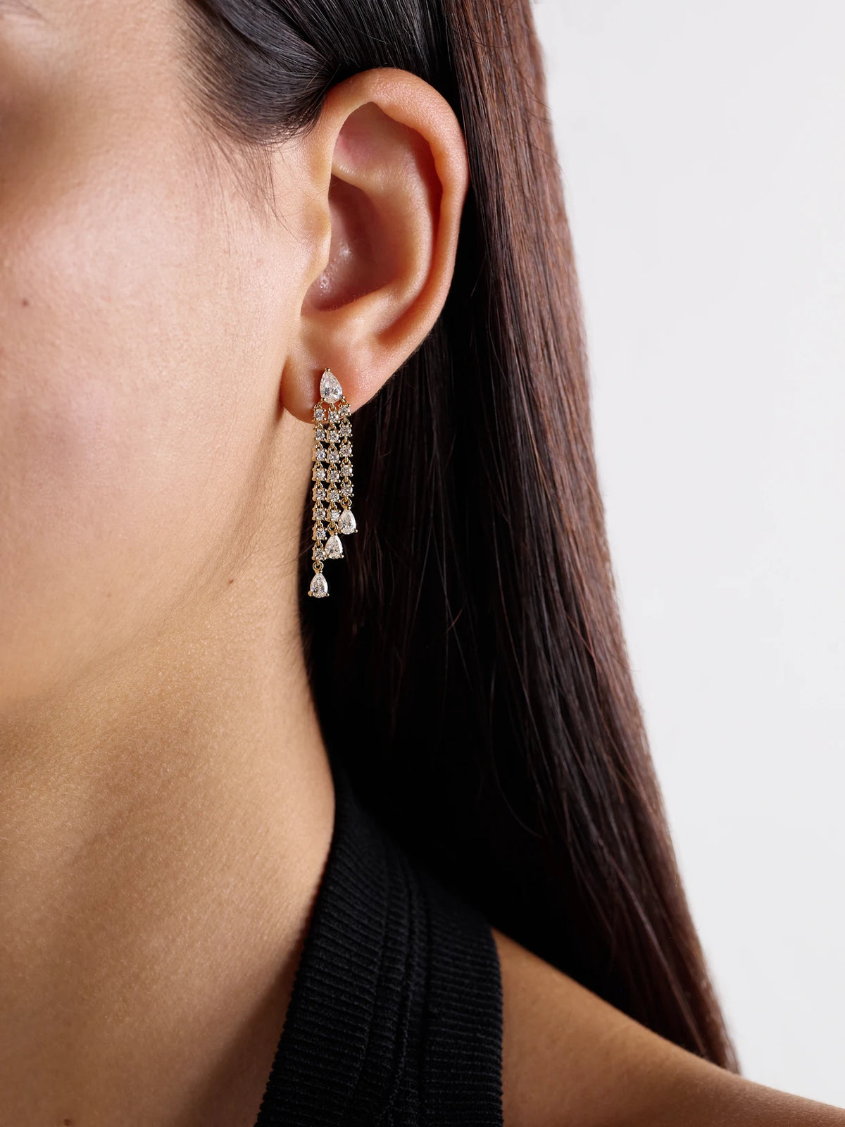 Image of Earrings. Product name - Fringe 18-karat Gold Diamond Earrings in Multi colour by brand - Anita Ko