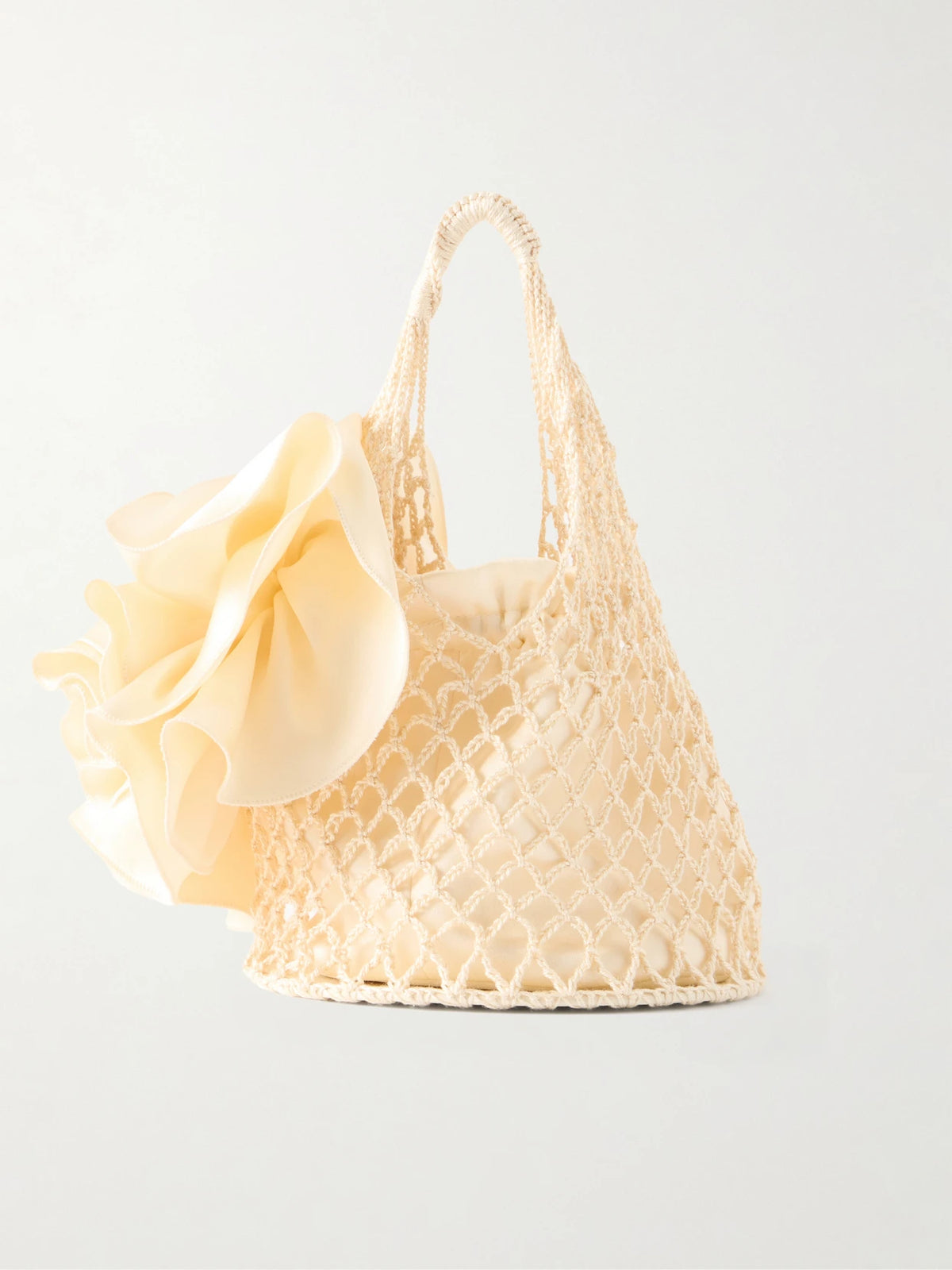Devana Mini Leather-trimmed Silk And Cotton-blend Knitted Shoulder Bag