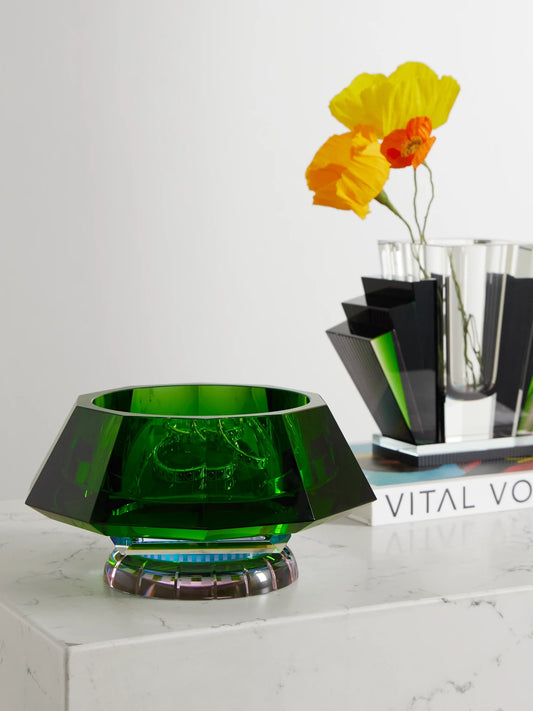 Image of Decor. Product name - Lizzi Crystal Bowl in Green colour by brand - Reflections Copenhagen