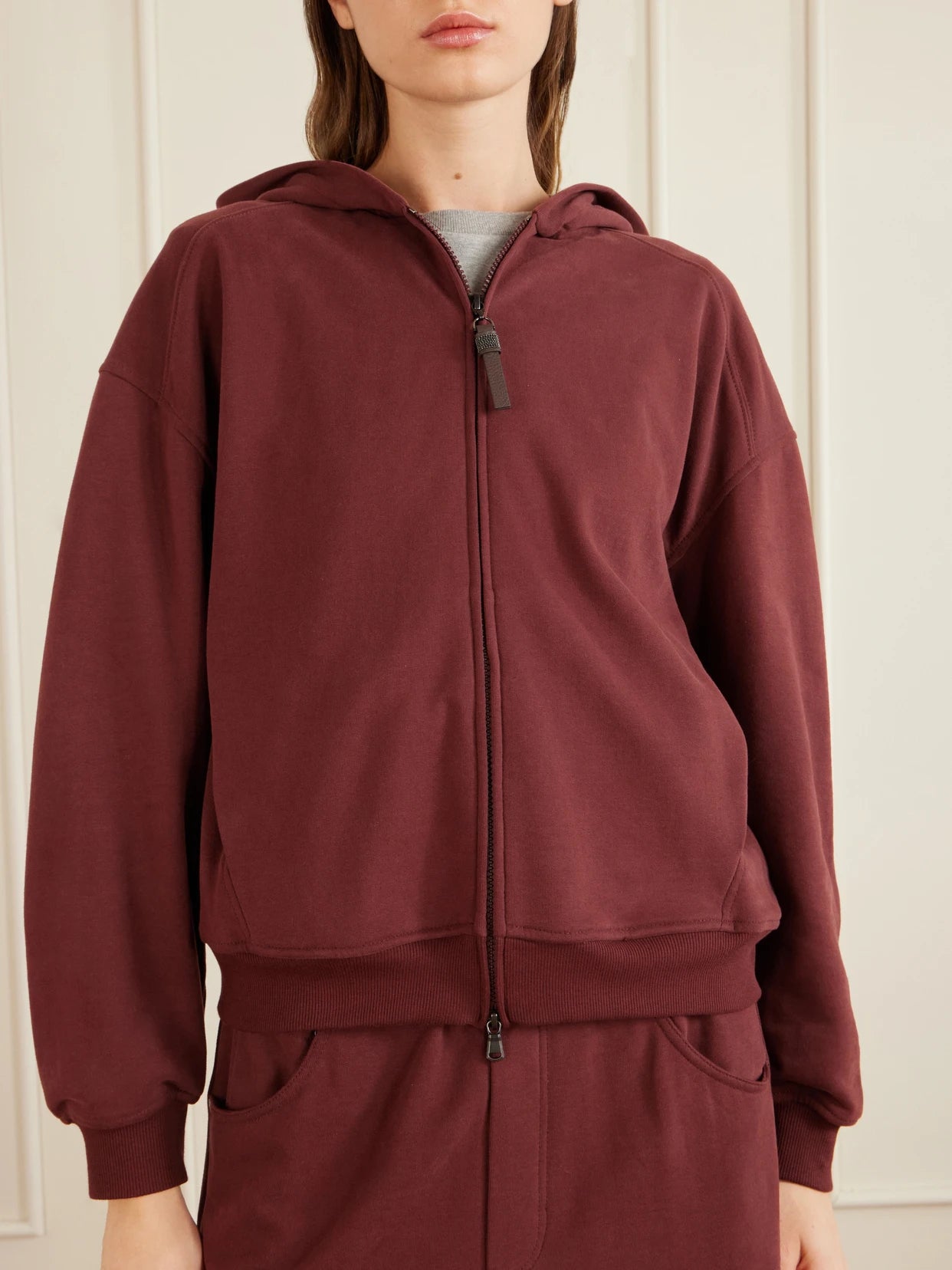 Bead-embellished Cotton-jersey Zip-up Hoodie