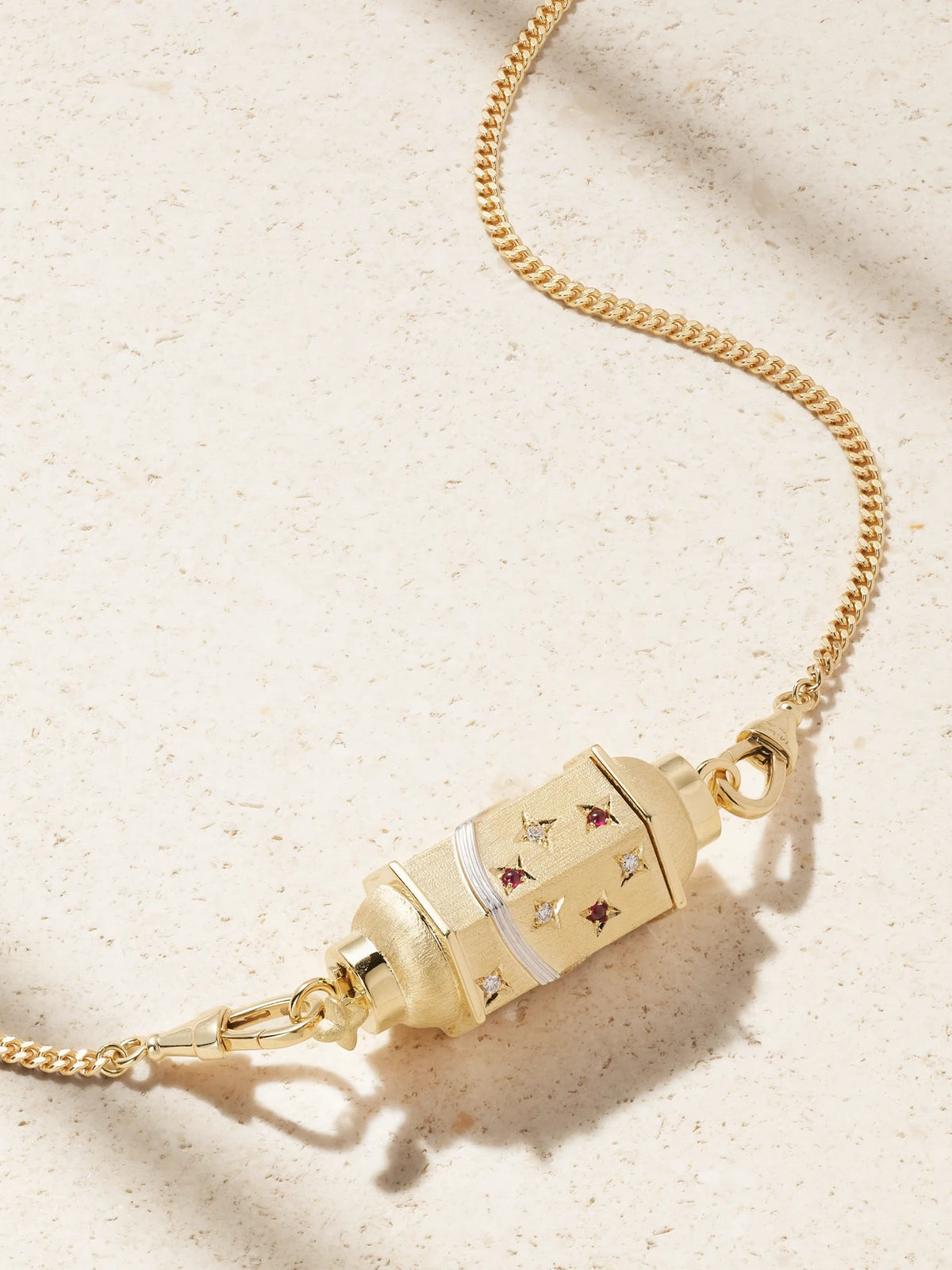 Milky Way Gourmette 18-karat Gold, Rhodium, Ruby And Diamond Necklace