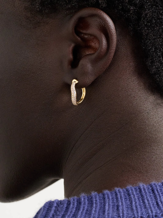 Image of Earrings. Product name - 18-karat Gold Diamond Single Hoop Earring in Multi colour by brand - L'Atelier Nawbar
