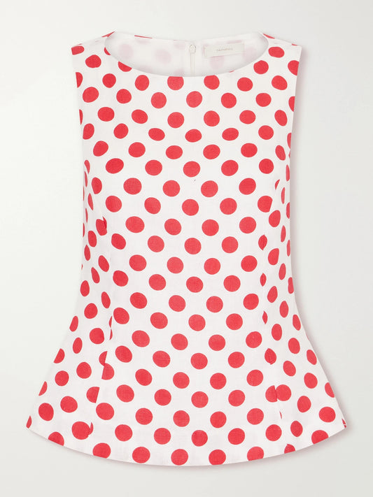 Ana Polka-dot Linen Top