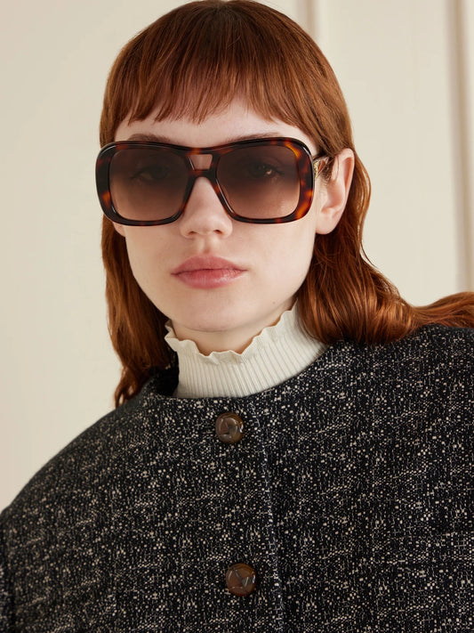 Image of Sunglasses. Product name - Aviator-style Tortoiseshell Acetate Sunglasses in Multi colour by brand - CELINE Eyewear