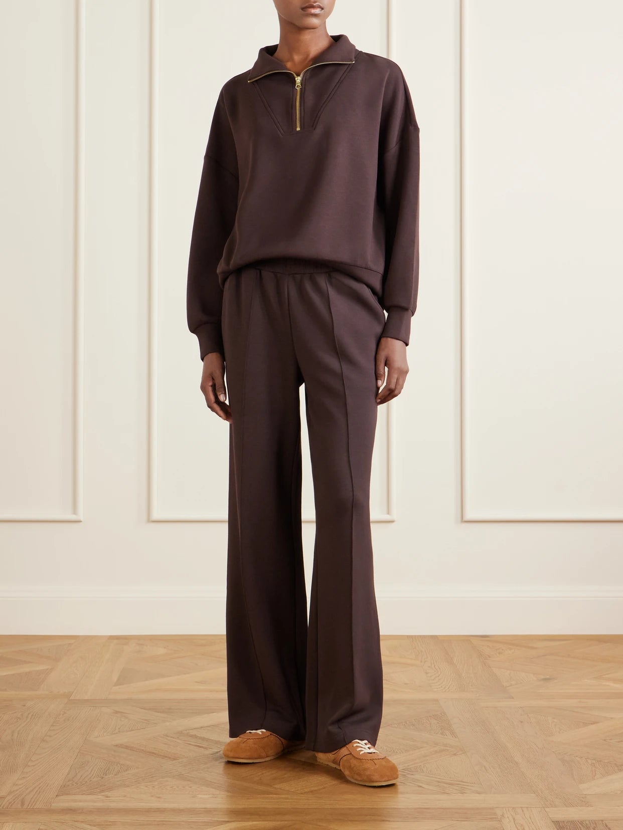 Image of Sleepwear & Loungewear. Product name - Doublesoft Jersey Wide-leg Pants in Brown colour by brand - Varley