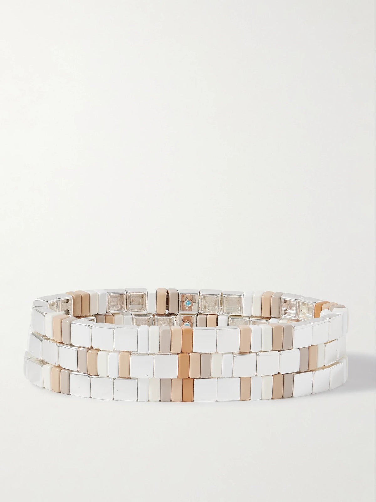 The Quiet Time Set Of Three Silver-tone Enamel Bracelets