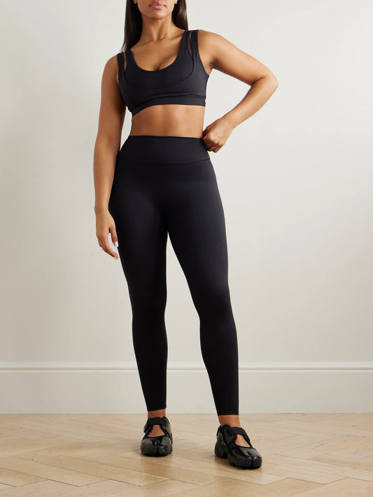 Image of Bras. Product name - + Nike Double Strap Scoop Bra - Obsidian in Black colour by brand - SKIMS