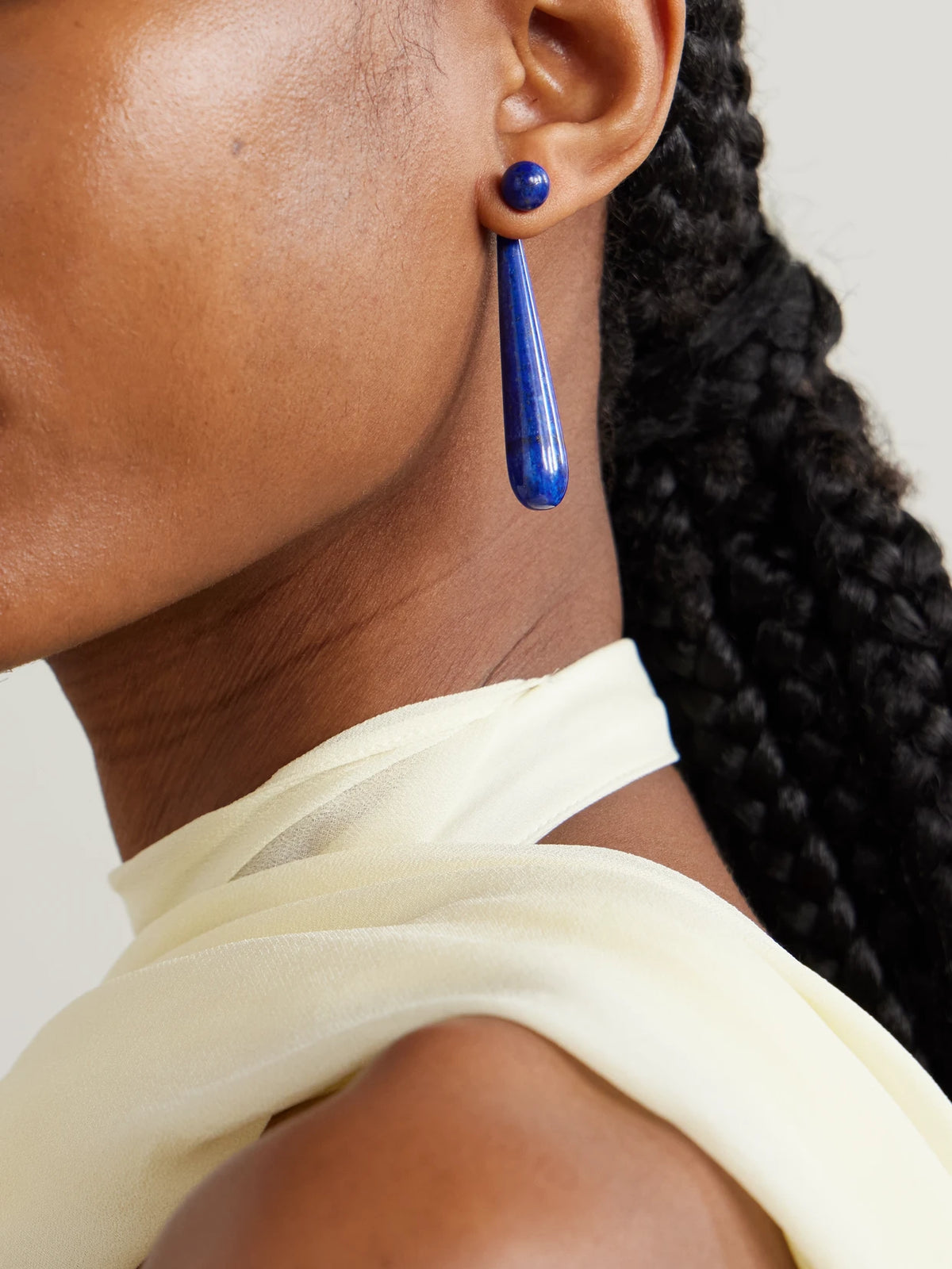 Image of Earrings. Product name - Angelika Silver Lapis Lazuli Earrings in Cobalt blue colour by brand - Sophie Buhai