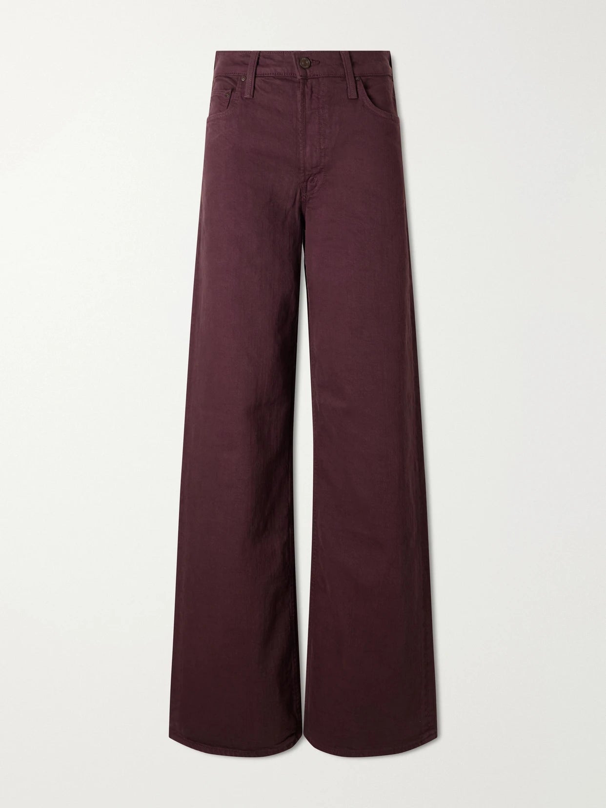 Image of Jeans. Product name - The Rerun High-rise Wide-leg Jeans in Burgundy colour by brand - Mother