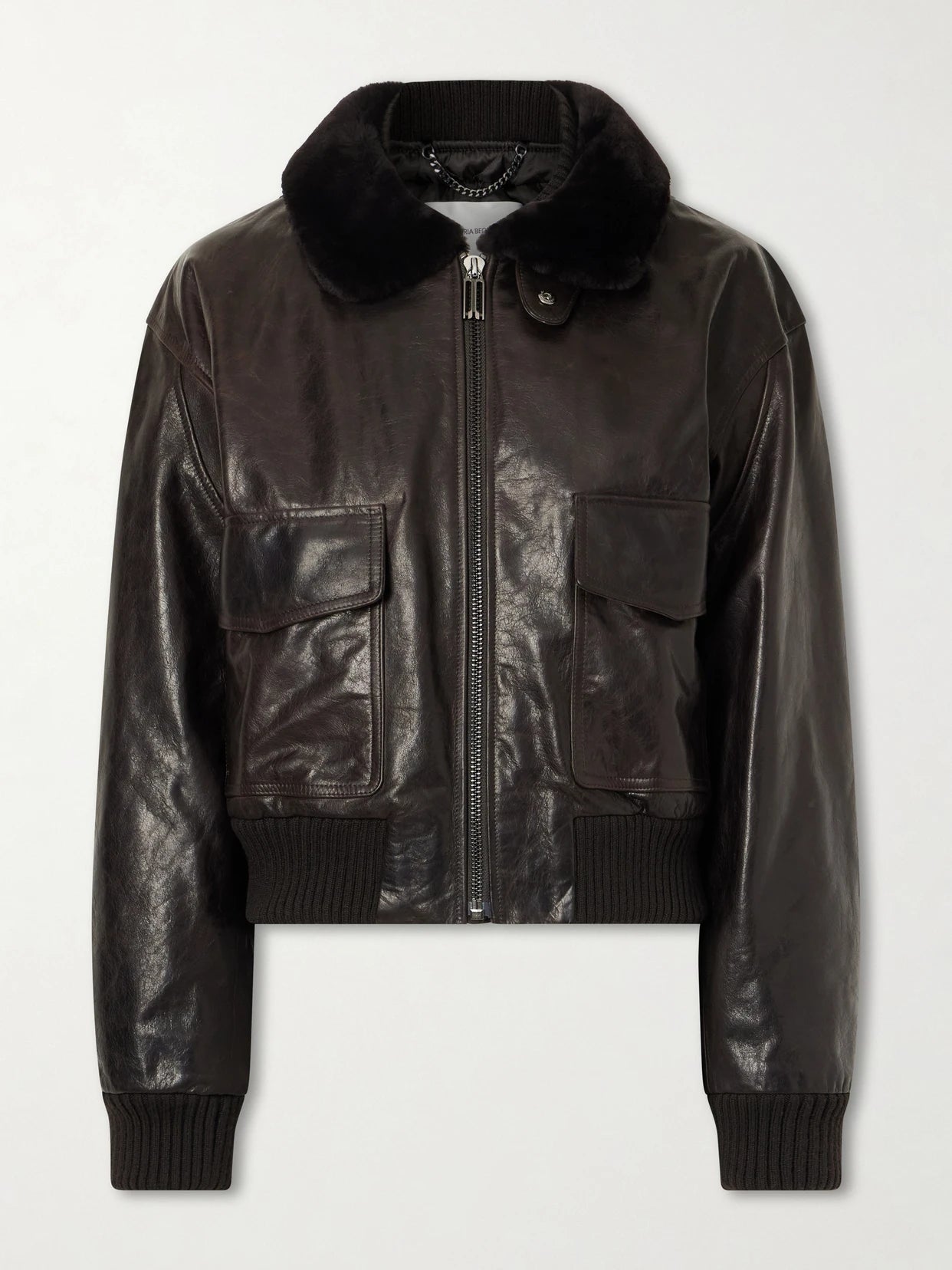 Aviator Shearling-trimmed Leather Jacket