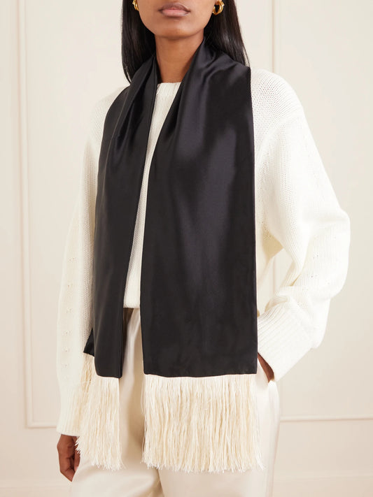 Image of Scarves & Shawls. Product name - The Opera Silk Scarf in Black colour by brand - Le Sundial