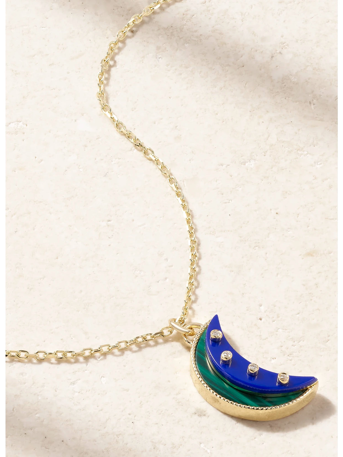 Layer Moon 18-karat Gold Multi-stone Necklace