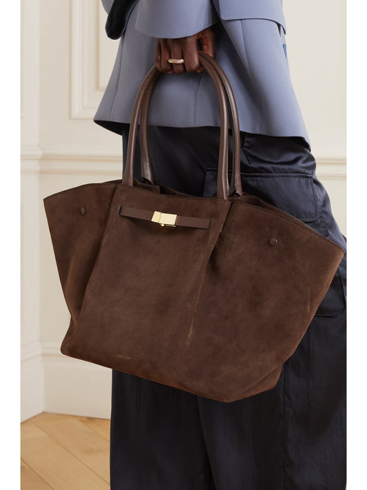 Image of Bags. Product name - + Net Sustain The New York Large Suede Tote in Brown colour by brand - DeMellier