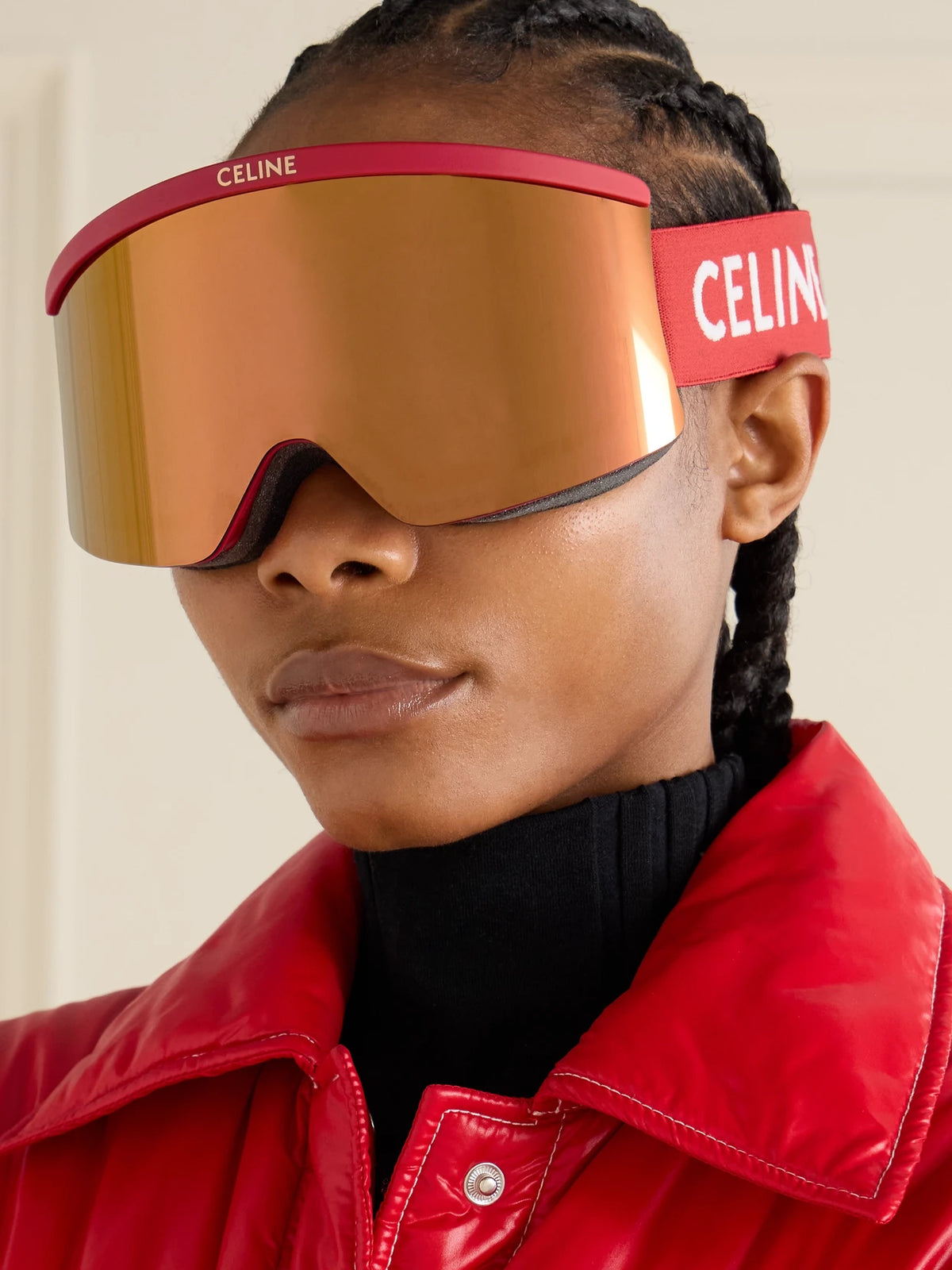 Image of Accessories. Product name - Mirrored Ski Goggles in Multi colour by brand - CELINE Eyewear