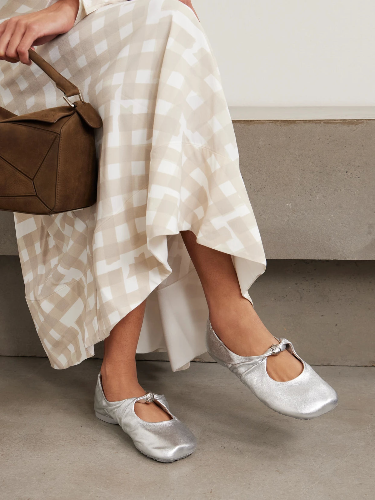 Pebble Metallic Leather Ballet Flats