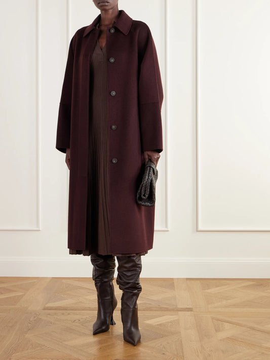 Image of Boots. Product name - Olivia 95 Leather Over-the-knee Boots in Dark brown colour by brand - Amina Muaddi