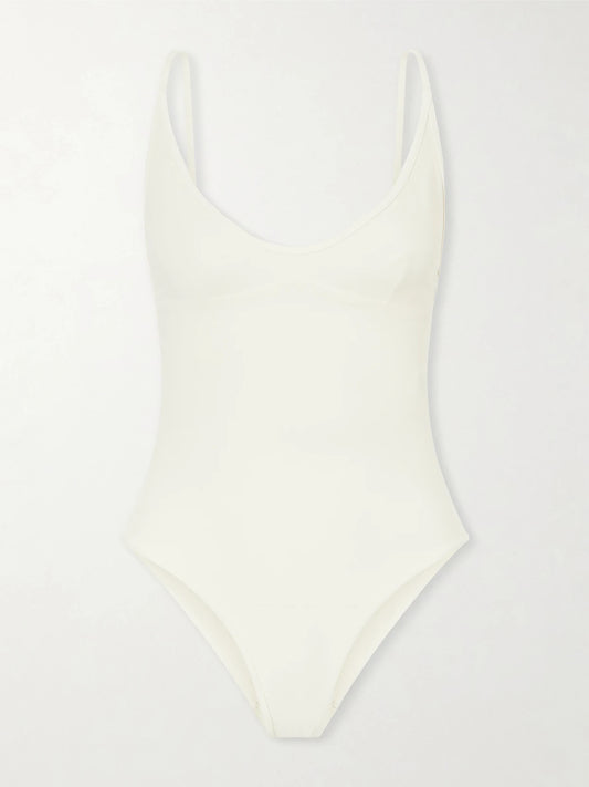 Image of Swimwear. Product name - Scoop One-piece in Ecru colour by brand - TOTEME