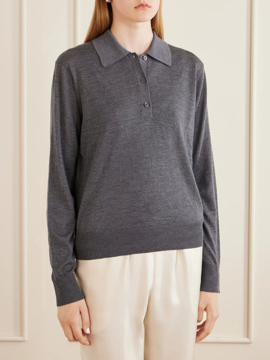 Loulou de Saison Miles Cashmere Polo Sweater