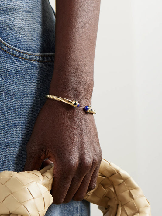 Image of Bracelets. Product name - Renaissance 18-karat Gold, Topaz And Lapis Lazuli Bracelet in Multi colour by brand - David Yurman
