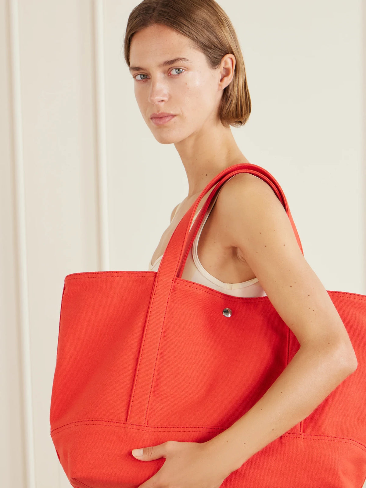 Image of Bags. Product name - Organic Cotton-canvas Tote in Red colour by brand - TOTEME