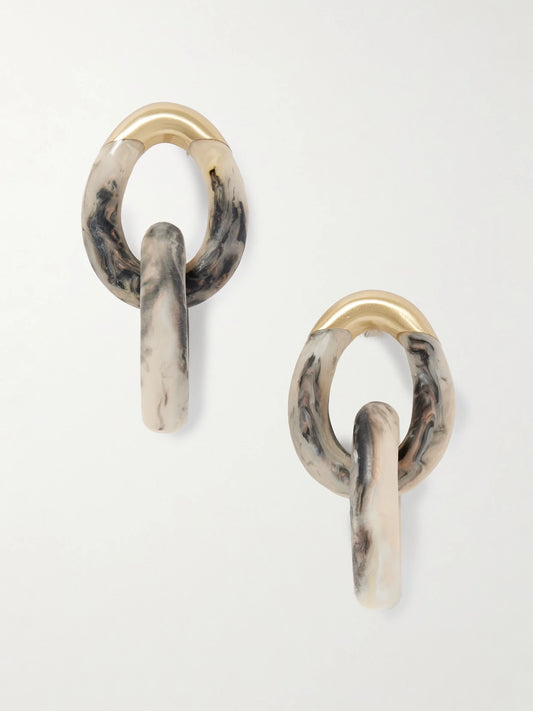 Rock Large Gold-tone Resin Earrings