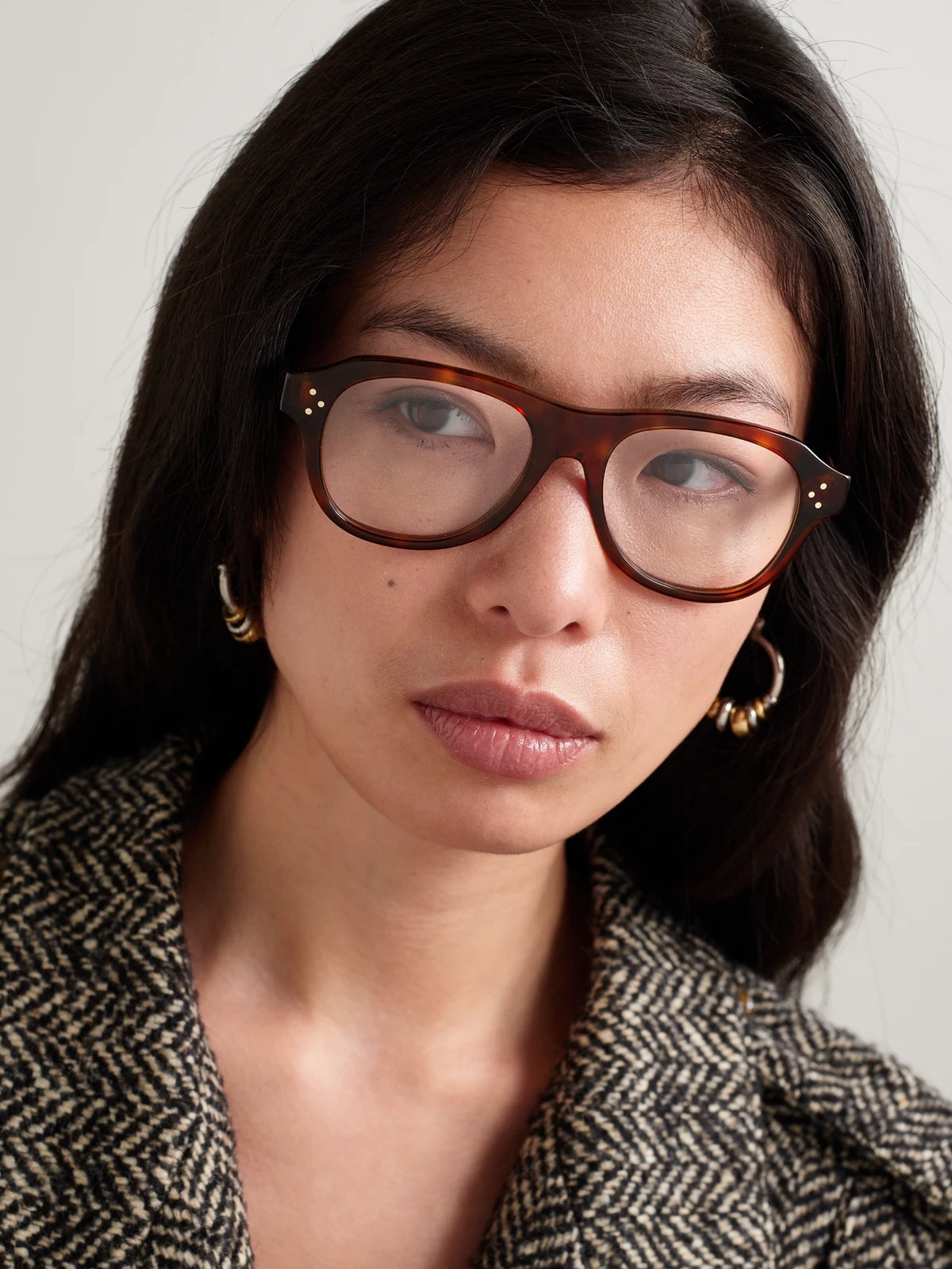 Image of Accessories. Product name - Aviator-style Tortoiseshell Acetate Optical Glasses in Multi colour by brand - CELINE Eyewear