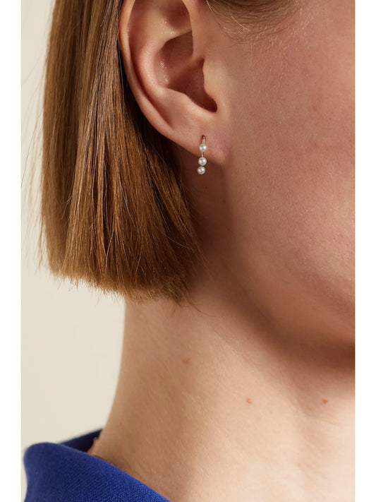 Image of Earrings. Product name - 14-karat Recycled Gold Pearl Earrings in Multi colour by brand - Melissa Joy Manning
