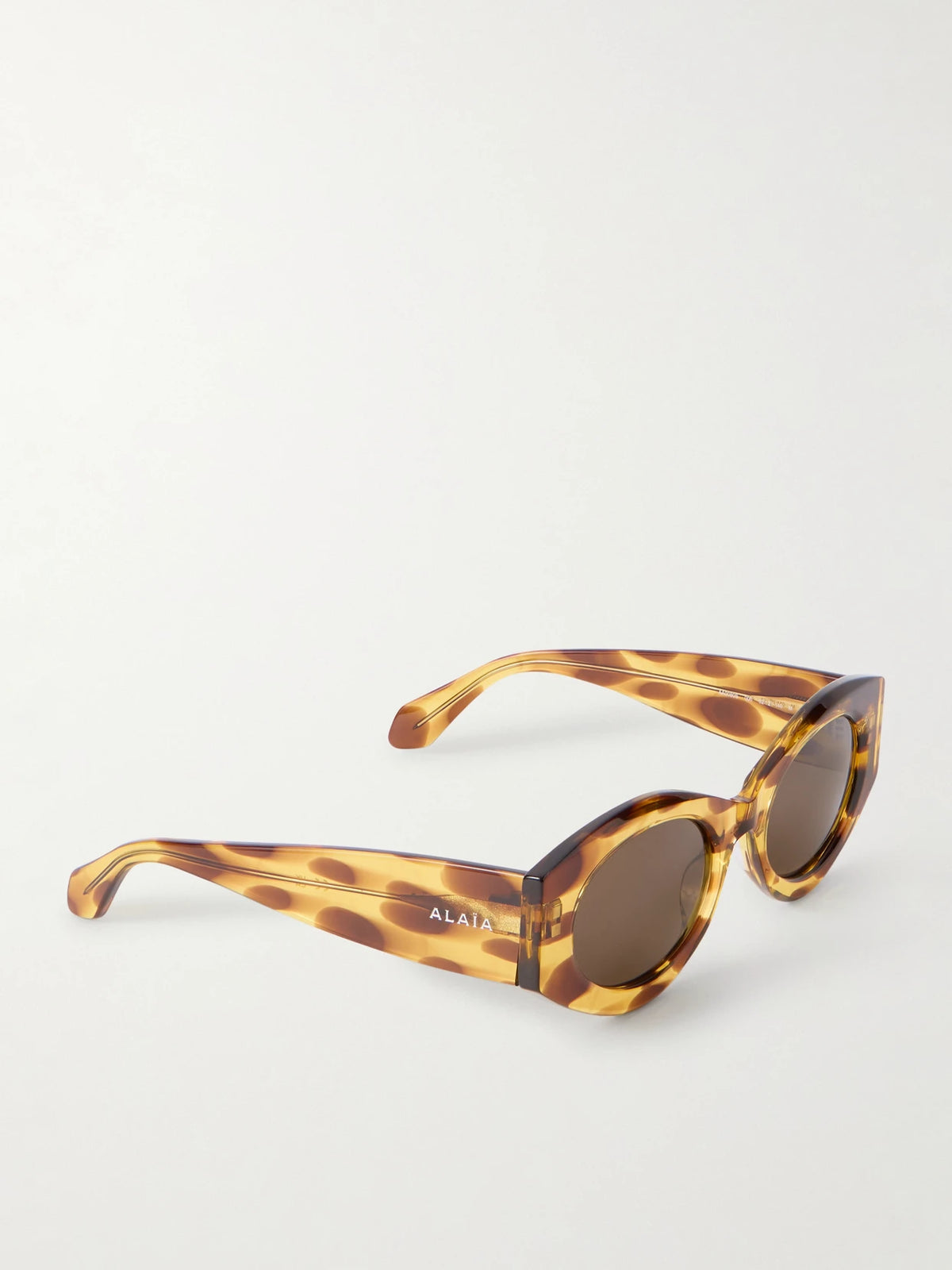 Lettering Round-frame Tortoiseshell Acetate Sunglasses